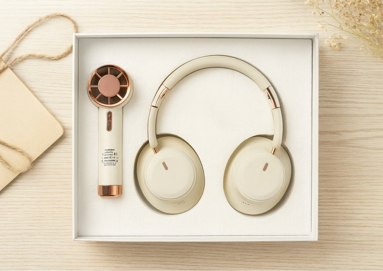 Champagne Luxury Bluetooth Headphone & Desk Fan Suite